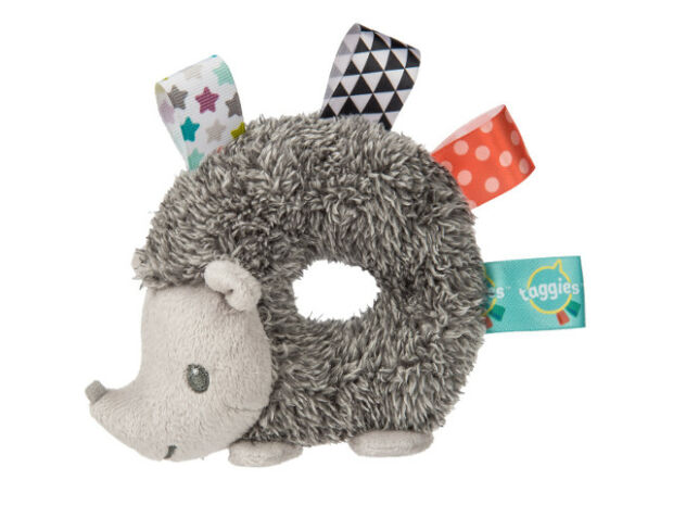 plush baby rattle in new baby gift bundle