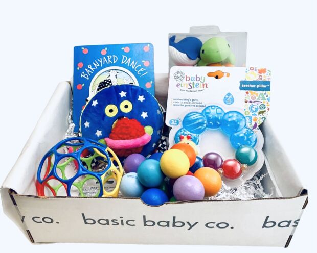 fun baby gift bundle with toys and books